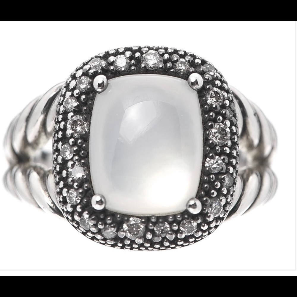 DAVID YURMAN Sterling Silver Diamond Moonlight Ice Petite Albion Ring, Size 5
